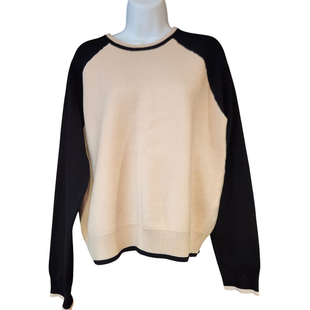Monrow Super soft Color Block Sweater Sz M Crew Neck Pullover‎